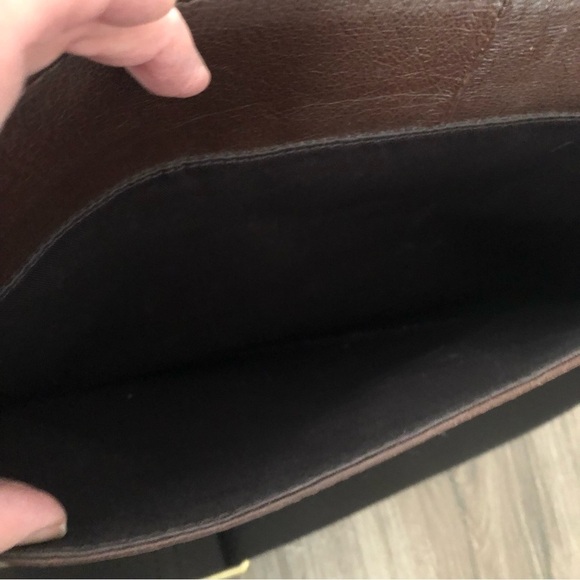 Fossil Saddle Mens Brown Genuine Leather Laptop Briefcase Work Bag 16”x12” - Picture 6 of 16